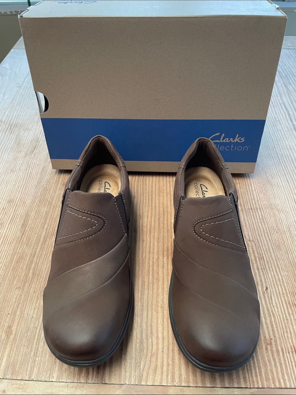 Clarks Women’s Leather Brown Slip-On Casual Shoes